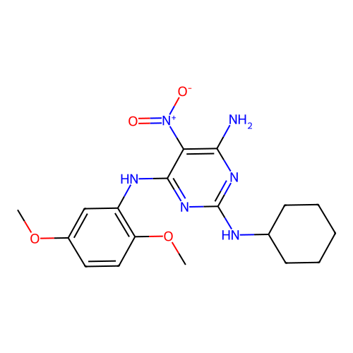 [6-Amino-2-(cyclohexylamino)-5-nitropyrimidin-4-yl](2,5-dimethoxyphenyl)amine structure
