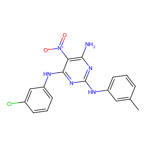 {6-Amino-2-[(3-methylphenyl)amino]-5-nitropyrimidin-4-yl}(3-chlorophenyl)amine structure