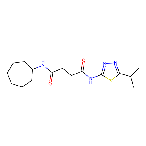N1-cycloheptyl-N4-(5-isopropyl-1,3,4-thiadiazol-2-yl)succinamide structure