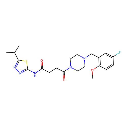 4-(4-(5-fluoro-2-methoxybenzyl)piperazin-1-yl)-N-(5-isopropyl-1,3,4-thiadiazol-2-yl)-4-oxobutanamide structure