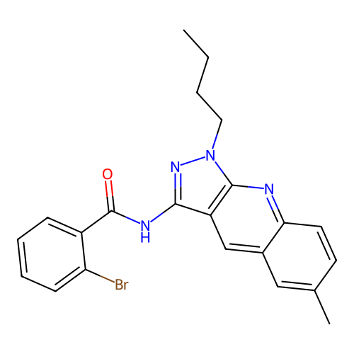 2-bromo-N-(1-butyl-6-methylpyrazolo[3,4-b]quinolin-3-yl)benzamide structure