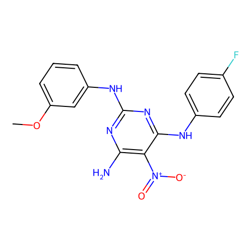 N4-(4-Fluorophenyl)-N2-(3-methoxyphenyl)-5-nitropyrimidine-2,4,6-triamine structure