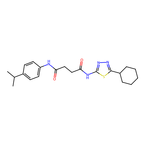 N1-(5-cyclohexyl-1,3,4-thiadiazol-2-yl)-N4-(4-isopropylphenyl)succinamide structure