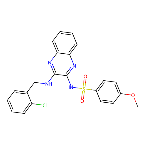 N-(3-((2-chlorobenzyl)amino)quinoxalin-2-yl)-4-methoxybenzenesulfonamide structure
