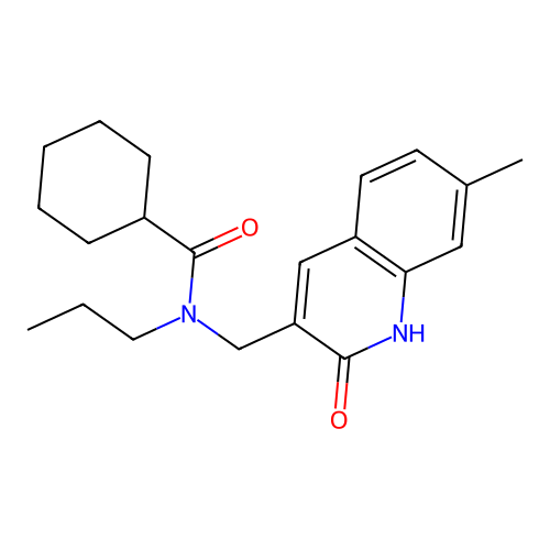 N-[(7-methyl-2-oxo-1H-quinolin-3-yl)methyl]-N-propylcyclohexanecarboxamide structure