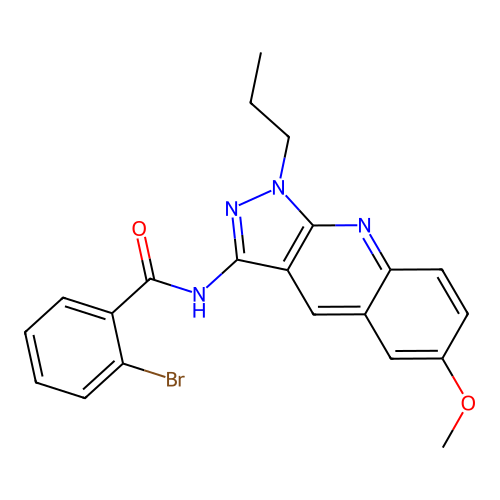 2-bromo-N-(6-methoxy-1-propylpyrazolo[3,4-b]quinolin-3-yl)benzamide structure