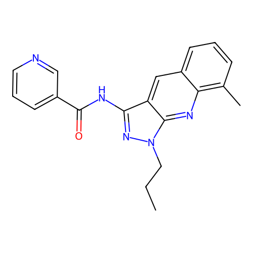 N-(8-methyl-1-propylpyrazolo[3,4-b]quinolin-3-yl)pyridine-3-carboxamide structure