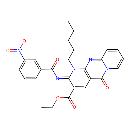 (Z)-ethyl 2-((3-nitrobenzoyl)imino)-5-oxo-1-pentyl-2,5-dihydro-1H-dipyrido[1,2-a:2',3'-d]pyrimidine-3-carboxylate structure