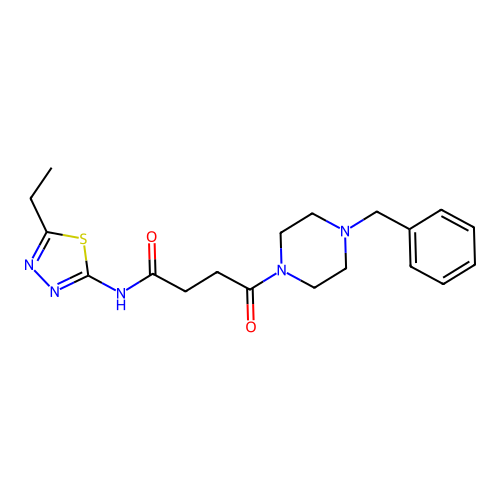 4-(4-benzylpiperazin-1-yl)-N-(5-ethyl-1,3,4-thiadiazol-2-yl)-4-oxobutanamide structure