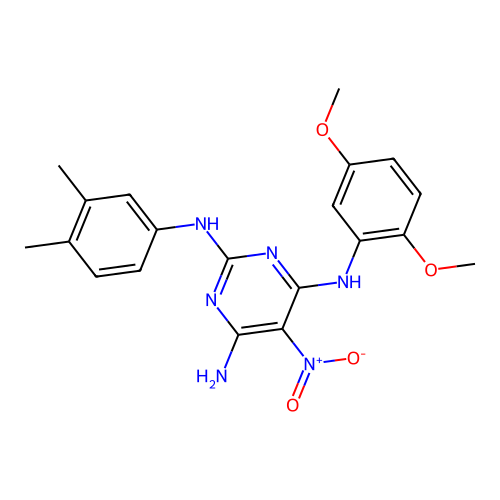 {6-amino-2-[(3,4-dimethylphenyl)amino]-5-nitropyrimidin-4-yl}(2,5-dimethoxyphe nyl)amine structure