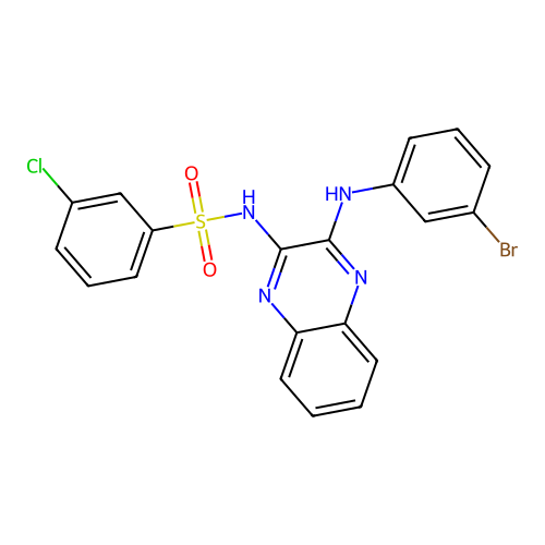 N-(3-((3-bromophenyl)amino)quinoxalin-2-yl)-3-chlorobenzenesulfonamide structure