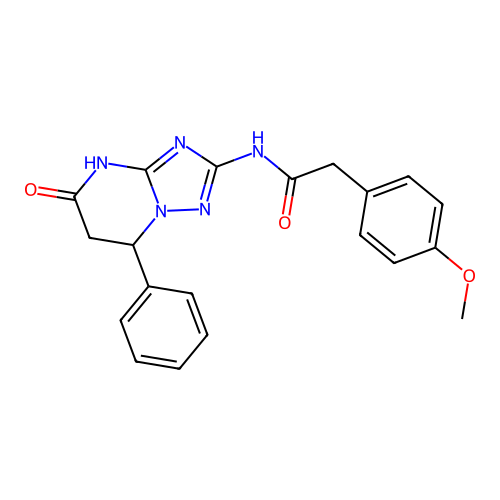 2-(4-methoxyphenyl)-N-(5-oxo-7-phenyl-3,5,6,7-tetrahydro[1,2,4]triazolo[1,5-a]pyrimidin-2-yl)acetamide structure