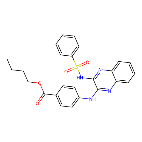 Butyl 4-({3-[(phenylsulfonyl)amino]quinoxalin-2-yl}amino)benzoate structure