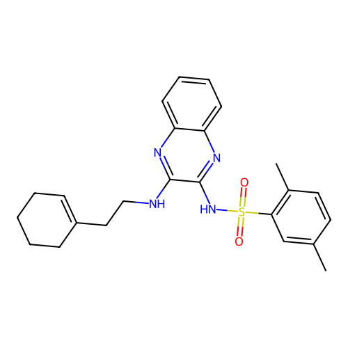 N-(3-((2-(cyclohex-1-en-1-yl)ethyl)amino)quinoxalin-2-yl)-2,5-dimethylbenzenesulfonamide structure