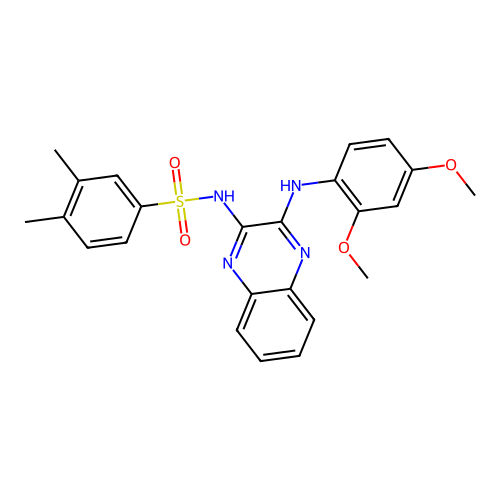 N-(3-((2,4-dimethoxyphenyl)amino)quinoxalin-2-yl)-3,4-dimethylbenzenesulfonamide structure