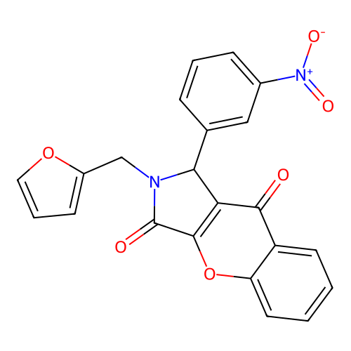 2-(furan-2-ylmethyl)-1-(3-nitrophenyl)-1,2-dihydrochromeno[2,3-c]pyrrole-3,9-dione structure