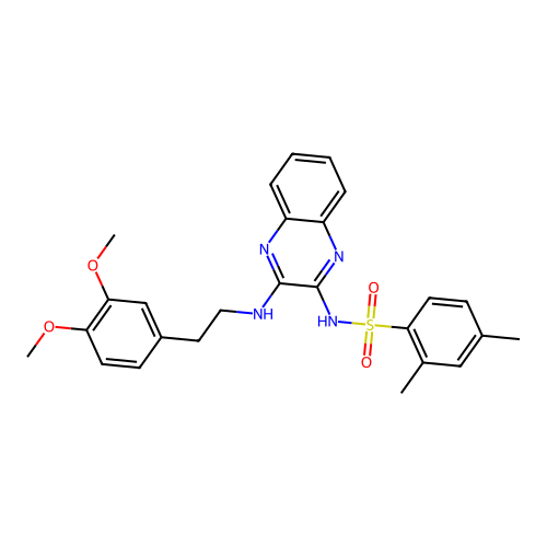 N-(3-((3,4-dimethoxyphenethyl)amino)quinoxalin-2-yl)-2,4-dimethylbenzenesulfonamide structure