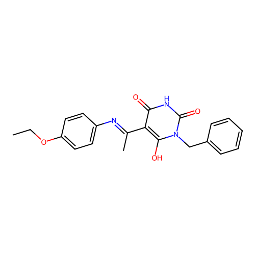 (Z)-1-benzyl-5-(1-((4-ethoxyphenyl)amino)ethylidene)pyrimidine-2,4,6(1H,3H,5H)-trione structure