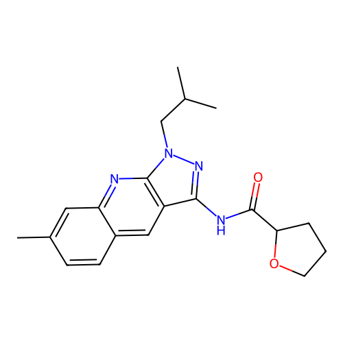 N-[7-methyl-1-(2-methylpropyl)pyrazolo[3,4-b]quinolin-3-yl]oxolane-2-carboxamide structure