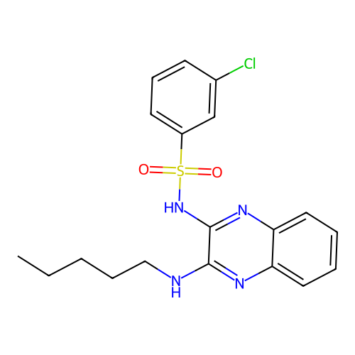 3-chloro-N-[3-(pentylamino)quinoxalin-2-yl]benzenesulfonamide structure