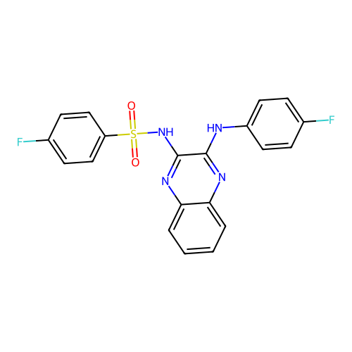 4-fluoro-N-{3-[(4-fluorophenyl)amino]quinoxalin-2-yl}benzenesulfonamide structure