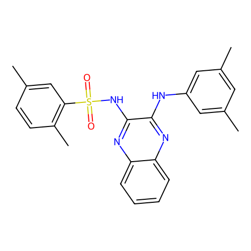 N-(3-((3,5-dimethylphenyl)amino)quinoxalin-2-yl)-2,5-dimethylbenzenesulfonamide structure