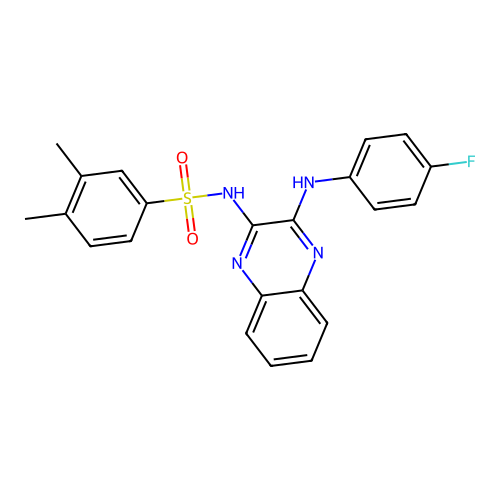 N-(3-((4-fluorophenyl)amino)quinoxalin-2-yl)-3,4-dimethylbenzenesulfonamide structure
