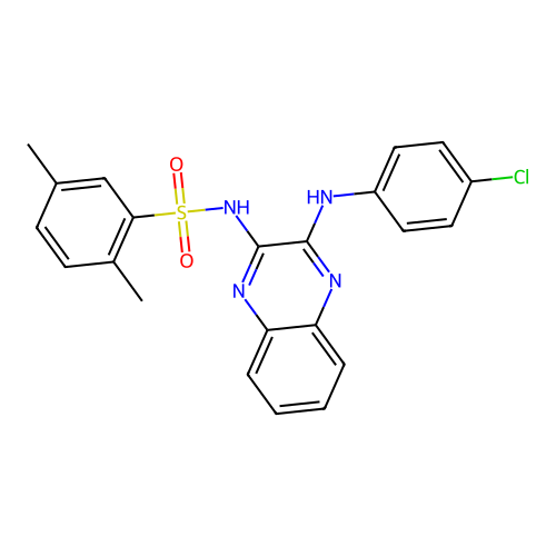 N-(3-((4-chlorophenyl)amino)quinoxalin-2-yl)-2,5-dimethylbenzenesulfonamide structure