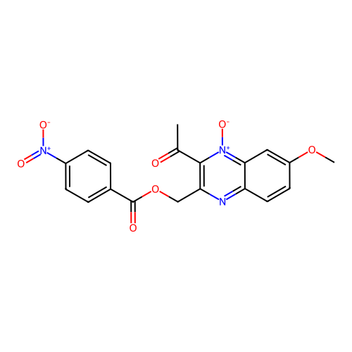 (3-Acetyl-6-methoxy-4-oxidoquinoxalin-4-ium-2-yl)methyl 4-nitrobenzoate structure