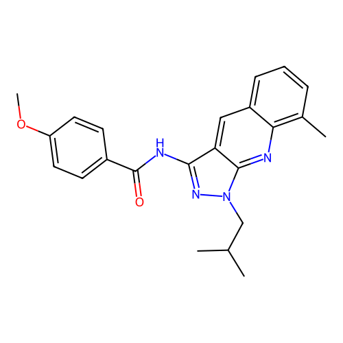 4-methoxy-N-[8-methyl-1-(2-methylpropyl)pyrazolo[3,4-b]quinolin-3-yl]benzamide structure