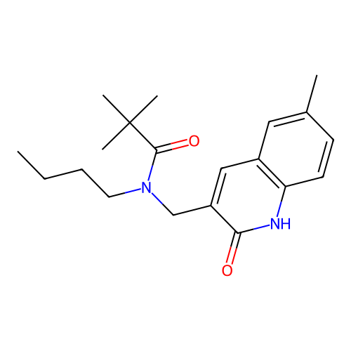 N-butyl-N-((2-hydroxy-6-methylquinolin-3-yl)methyl)pivalamide structure