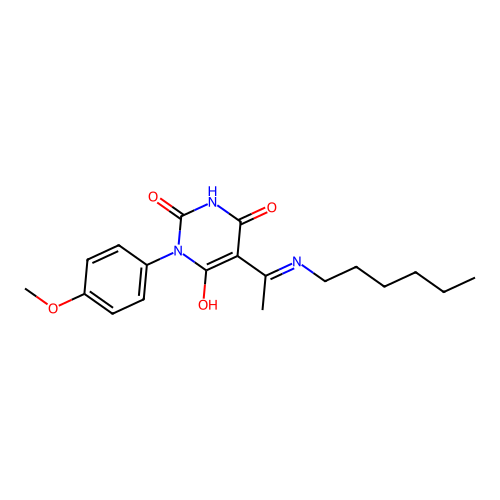 5-[1-(hexylamino)ethylidene]-1-(4-methoxyphenyl)-1,3-diazinane-2,4,6-trione structure
