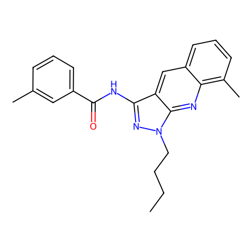 N-(1-butyl-8-methylpyrazolo[3,4-b]quinolin-3-yl)-3-methylbenzamide structure