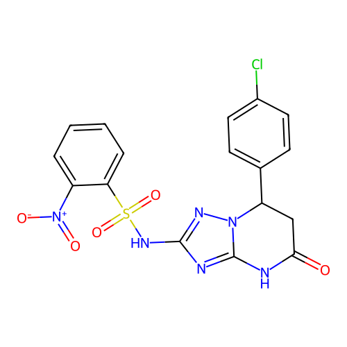 N-(7-(4-chlorophenyl)-5-oxo-4,5,6,7-tetrahydro-[1,2,4]triazolo[1,5-a]pyrimidin-2-yl)-2-nitrobenzenesulfonamide structure