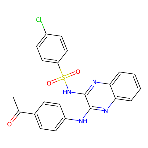 N-(3-((4-acetylphenyl)amino)quinoxalin-2-yl)-4-chlorobenzenesulfonamide structure