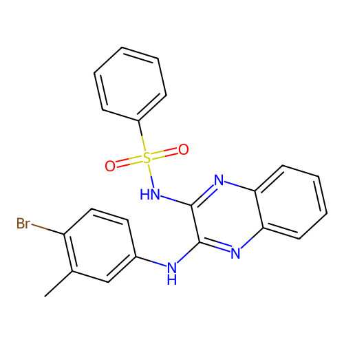 N-(3-((4-bromo-3-methylphenyl)amino)quinoxalin-2-yl)benzenesulfonamide structure
