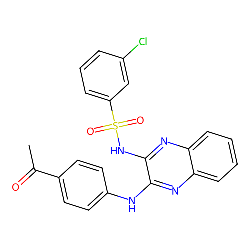 N-[3-(4-acetylanilino)quinoxalin-2-yl]-3-chlorobenzenesulfonamide structure