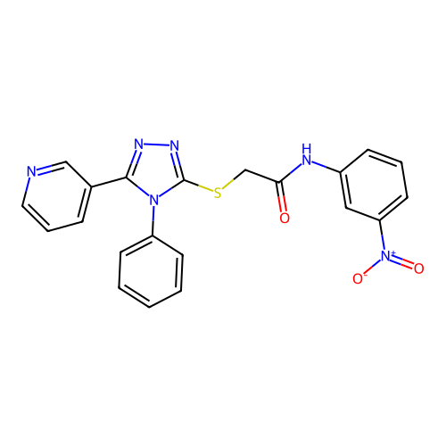 N-(3-nitrophenyl)-2-[(4-phenyl-5-pyridin-3-yl-1,2,4-triazol-3-yl)sulfanyl]acetamide structure