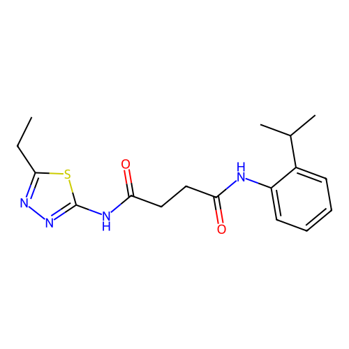 N1-(5-ethyl-1,3,4-thiadiazol-2-yl)-N4-(2-isopropylphenyl)succinamide structure