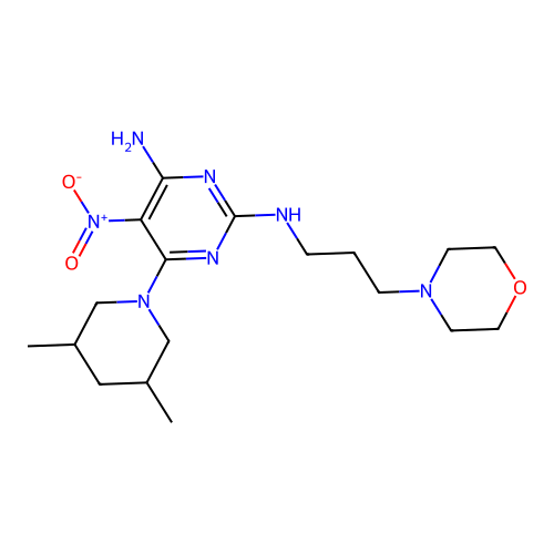 [4-amino-6-(3,5-dimethylpiperidyl)-5-nitropyrimidin-2-yl](3-morpholin-4-ylprop yl)amine structure