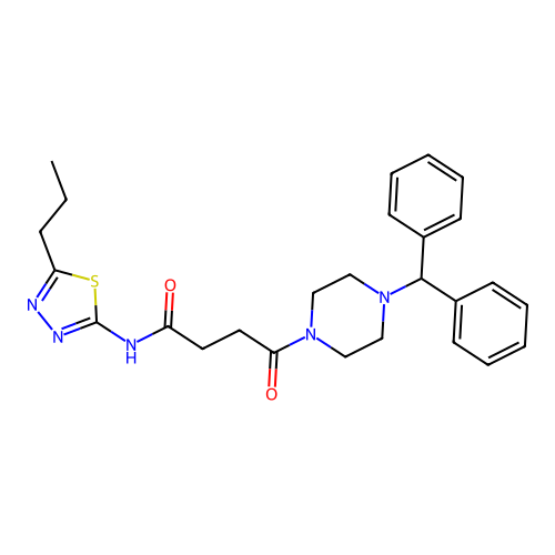 4-(4-benzhydrylpiperazin-1-yl)-4-oxo-N-(5-propyl-1,3,4-thiadiazol-2-yl)butanamide structure