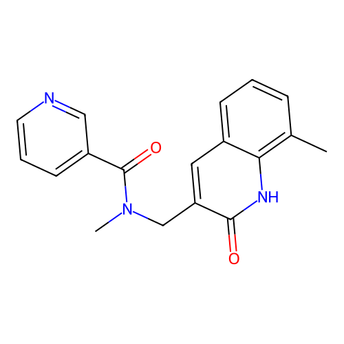 N-methyl-N-[(8-methyl-2-oxo-1H-quinolin-3-yl)methyl]pyridine-3-carboxamide structure