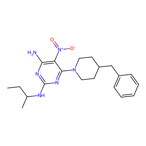 {4-Amino-5-nitro-6-[4-benzylpiperidyl]pyrimidin-2-yl}(methylpropyl)amine structure