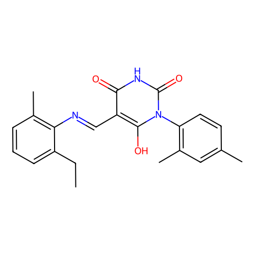 (5Z)-1-(2,4-dimethylphenyl)-5-[(2-ethyl-6-methylanilino)methylidene]-1,3-diazinane-2,4,6-trione structure