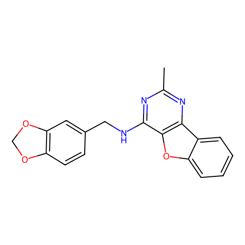 N-(1,3-benzodioxol-5-ylmethyl)-2-methyl-[1]benzofuro[3,2-d]pyrimidin-4-amine structure