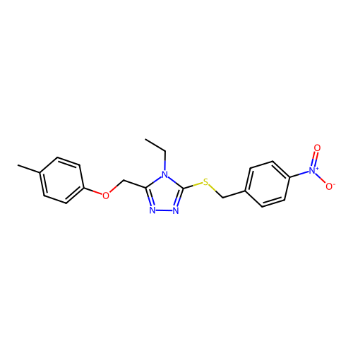 1-({4-ethyl-5-[(4-nitrophenyl)methylthio](1,2,4-triazol-3-yl)}methoxy)-4-methy lbenzene structure