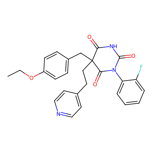 5-(4-ethoxybenzyl)-3-(2-fluorophenyl)-6-hydroxy-5-[2-(pyridin-4-yl)ethyl]pyrimidine-2,4(3H,5H)-dione structure
