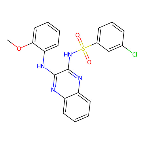 3-chloro-N-(3-((2-methoxyphenyl)amino)quinoxalin-2-yl)benzenesulfonamide structure