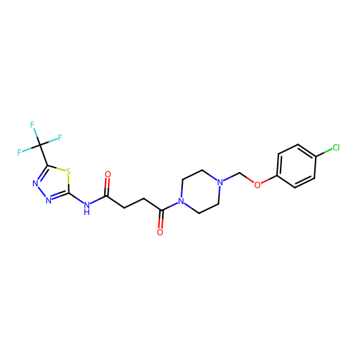 4-(4-((4-chlorophenoxy)methyl)piperazin-1-yl)-4-oxo-N-(5-(trifluoromethyl)-1,3,4-thiadiazol-2-yl)butanamide structure