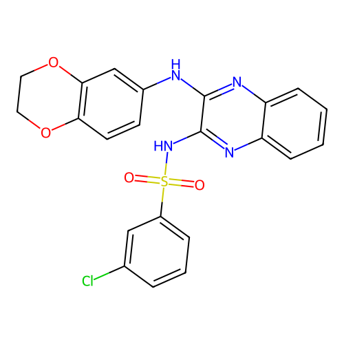 3-chloro-N-[3-(2,3-dihydro-1,4-benzodioxin-6-ylamino)quinoxalin-2-yl]benzenesulfonamide structure